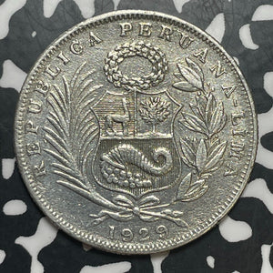 1929 Peru 1/2 Sol Half Sol Lot#T1701 Silver!