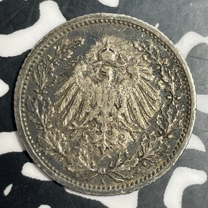 1905-A Germany 1/2 Mark Half Mark Lot#T3312 Silver!