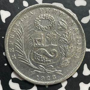 1928 Peru 1/2 Sol Half Sol Lot#T1727 Silver!