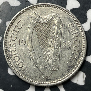 1928 Ireland 1 Shilling Lot#E6925 Silver! High Grade! Beautiful!