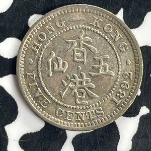 1892 Hong Kong 5 Cents Lot#T8495 Silver! Nice!