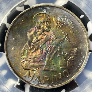 1975 San Marino 500 Lire PCGS MS67 Lot#G9280 Silver! Gem BU! Beautiful Toning!