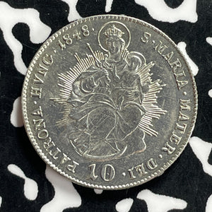 1848-B Hungary 10 Krajczar Lot#JM9839 Silver! High Grade! Beautiful! KM#421