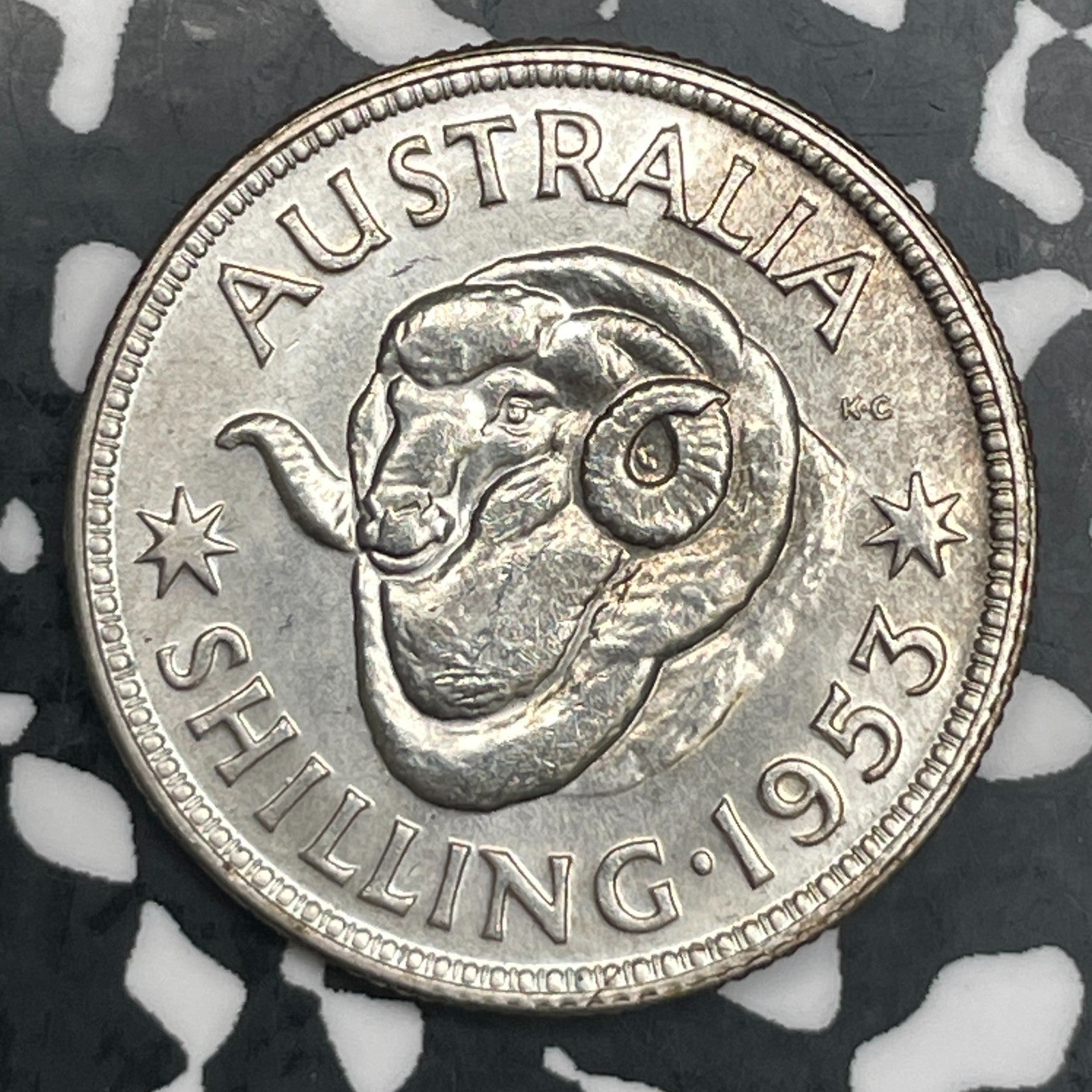 1953 Australia 1 Shilling Lot#F7144 Silver! High Grade! Beautiful!