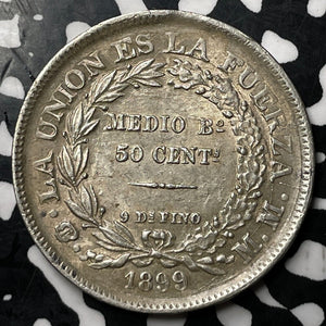 1899 Bolivia 50 Centavos Lot#E7230 Silver! Nice!