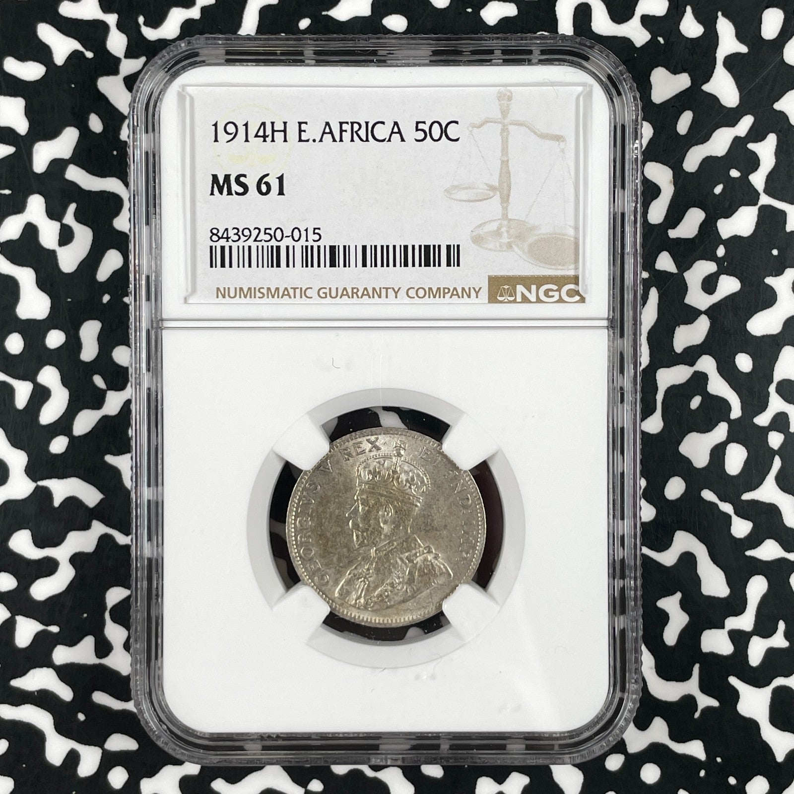 1914-H East Africa & Uganda 50 Cents NGC MS61 Lot#G3342 Silver! Nice UNC!