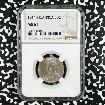 1914-H East Africa & Uganda 50 Cents NGC MS61 Lot#G3342 Silver
