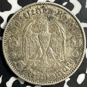 1934-E Germany 5 Mark Lot#E9379 Silver!