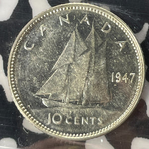 1947 Canada 10 Cents ICCS AU50 Lot#OV1491 Silver!