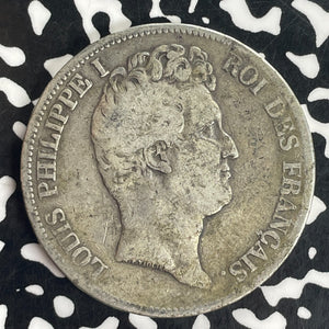 1831-K France 5 Francs Lot#T8337 Large Silver Coin!
