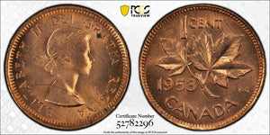 1953 Canada Small Cent PCGS MS64RD Lot#G1040 Choice UNC! No Strap