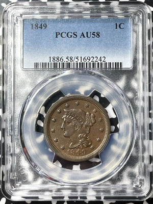 1849 U.S. Braided Hair Large Cent PCGS AU58 Lot#G9604