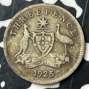 1925 Australia 3 Pence Threepence Lot#E9454 Silver!