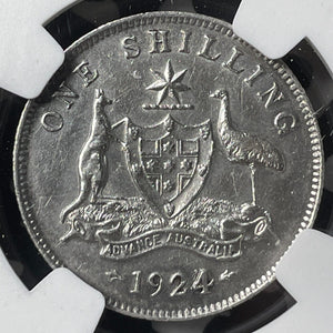 1924 Australia 1 Shilling NGC Cleaned-AU Details Lot#G8415 Silver! Key Date!