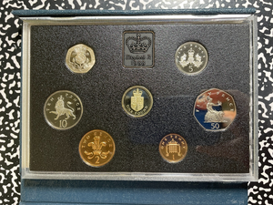 1988 Great Britain 7x Coin Proof Set Lot#B2650 With Case & C.O.A.