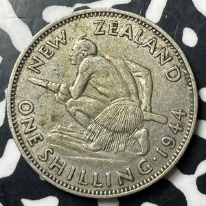 1944 New Zealand 1 Shilling Lot#E8150 Silver!