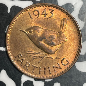 1943 Great Britain Farthing Lot#T2735 High Grade! Beautiful!