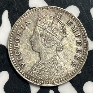 1897 India 2 Anna Lot#T1110 Silver! Nice Detail, Old Cleaning