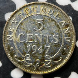 1947-C Newfoundland 5 Cents Lot#JM9026 Silver! High Grade! Beautiful!