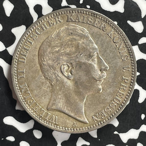 1910-A Germany Prussia 3 Mark Lot#C0036 Silver! Nice!