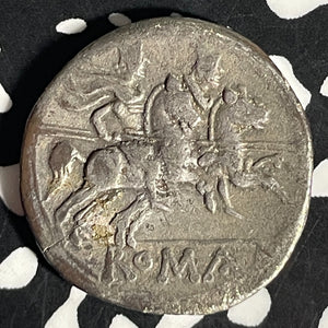 (After 211 BC) Ancient Rome Republic Anonymous AR Denarius Lot#JM9204 Silver!