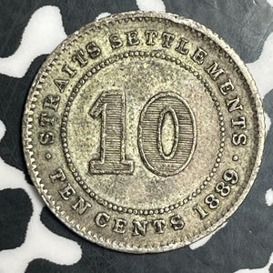 1889 Straits Settlements 10 Cents Lot#JM9082 Silver! Nice!