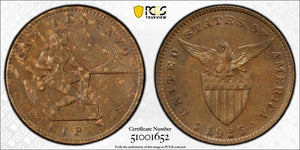 1925-M U.S. Philippines 1 Centavo PCGS MS61BN Lot#G9825 Nice UNC!