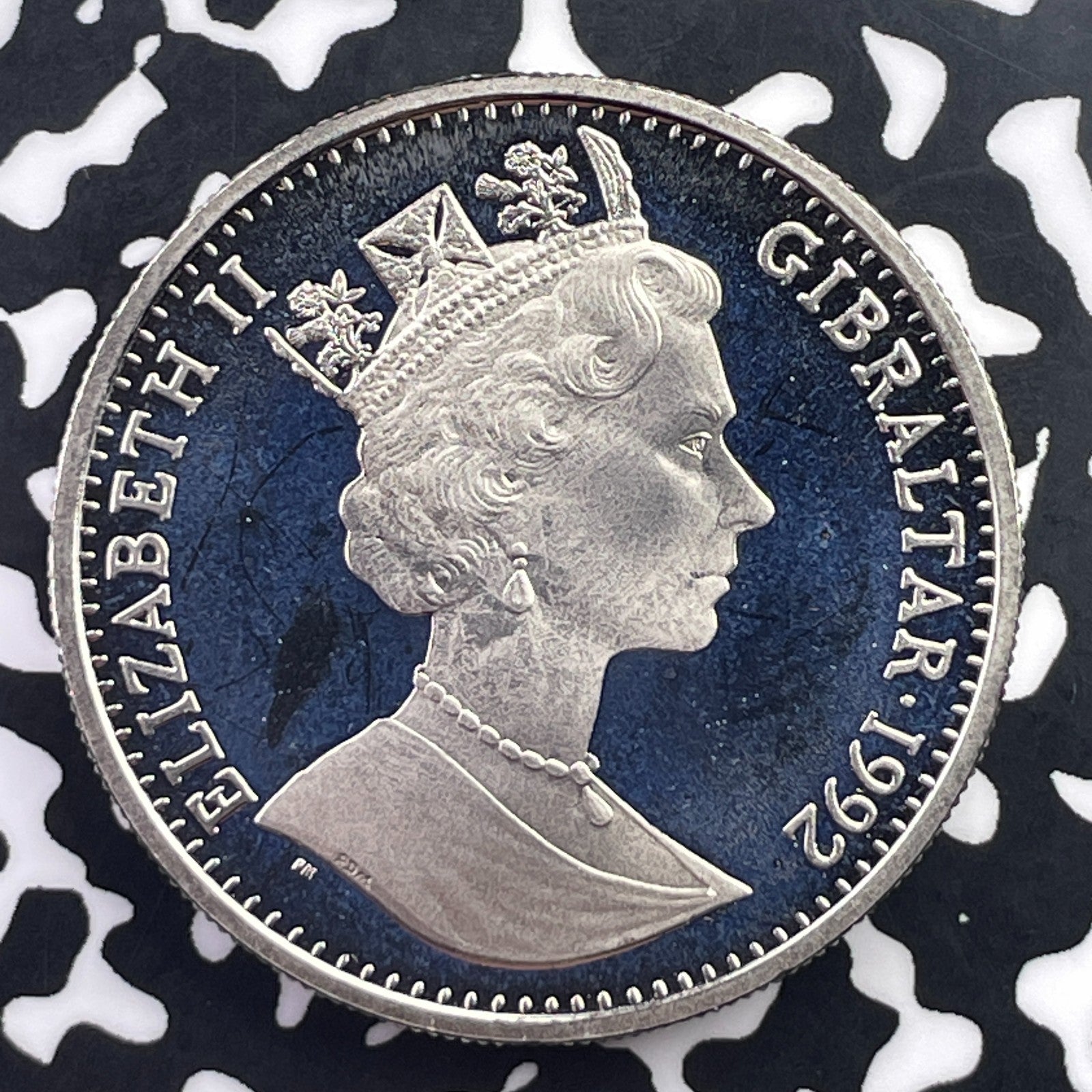 1992 Gibraltar 1 Crown Lot#C5511 KM#103, Cocker Spaniel