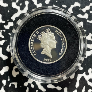 1992 New Zealand $1 Dollar Piedfort Lot#OV1615 Silver! Proof!