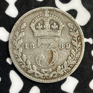 1889 Great Britain 3 Pence Threepence Lot#E3216 Silver!