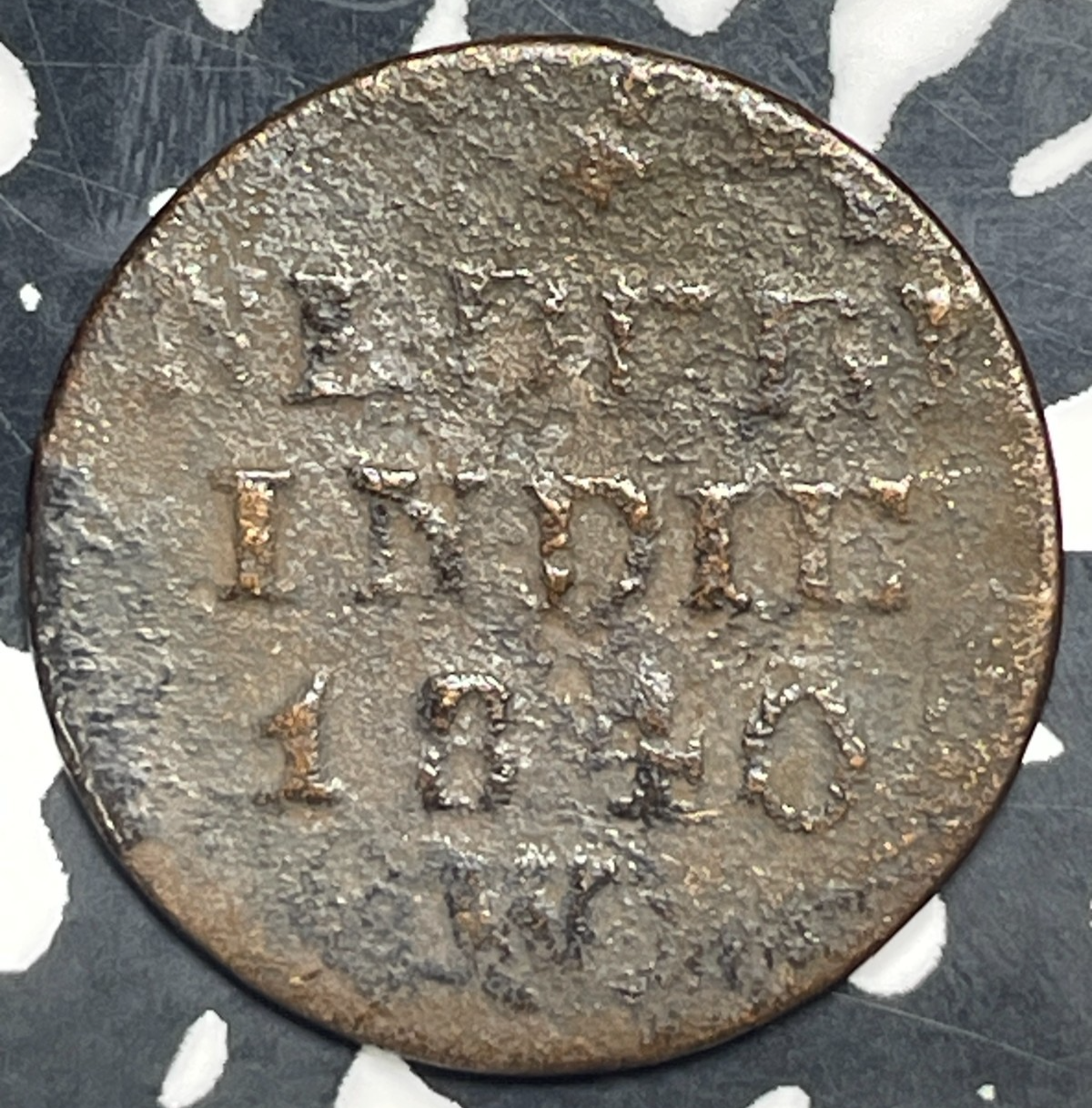 1840 Netherlands East Indies 1 Cent Lot#T9956 Corrosion