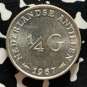 1967 Netherlands Antilles 1/4 G Lot#T5009 Silver! High Grade! Beautiful!