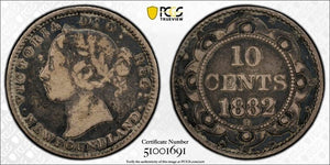 1882-H Newfoundland 10 Cents PCGS VF20 Lot#G9856 Silver!