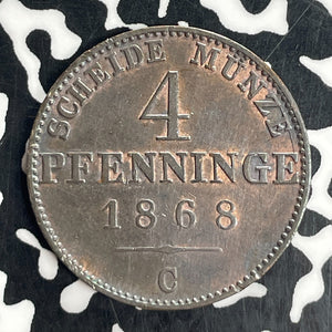 1868-C Germany Prussia 4 Pfennig Lot#T8058 High Grade! Beautiful!