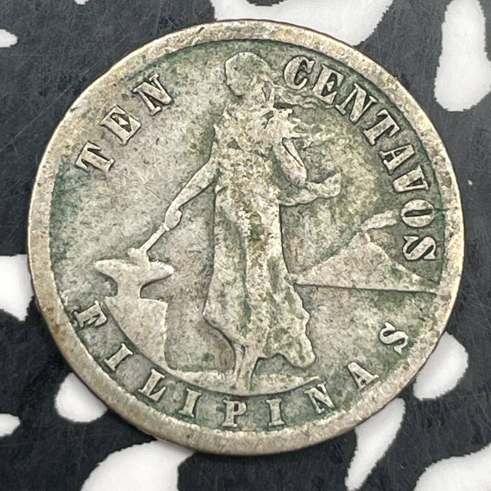 1921 U.S. Philippines 10 Centavos Lot#F5299 Silver!