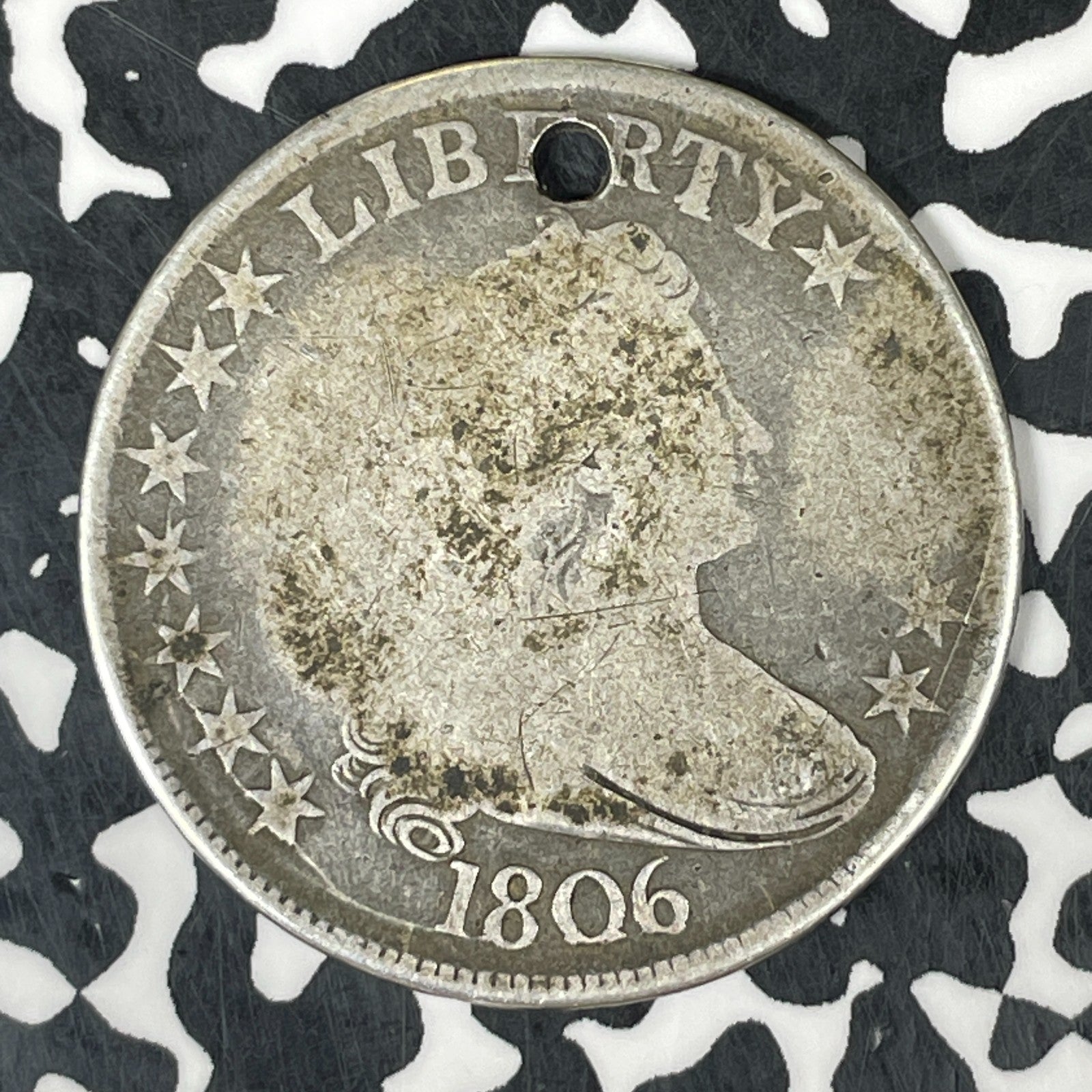 1806 U.S. 50 Cents Draped Bust Half Dollar Lot#JM0586 Silver! Holed