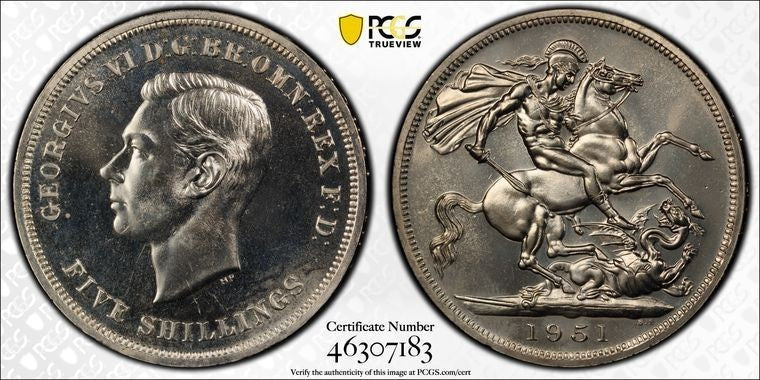 1951 Great Britain 1 Crown PCGS PL65 Lot#G2133 Gem BU! S-4111
