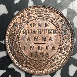 1893 India 1/4 Anna Lot#E9799 High Grade! Beautiful!