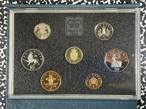 1988 Great Britain 7x Coin Proof Set Lot#B2567 With Case & C.O.A.