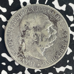 1900 Austria 5 Corona Lot#T8480 Large Silver Coin!