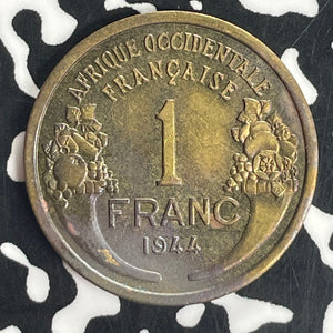 1944 French West Africa 1 Franc Lot#T8227 High Grade! Beautiful!