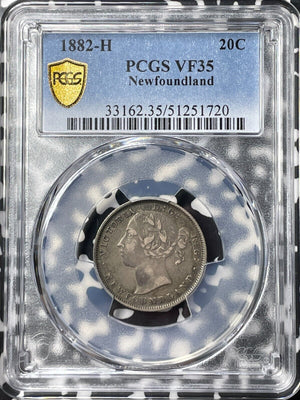 1882-H Newfoundland 20 Cents PCGS VF35 Lot#G9237 Silver!