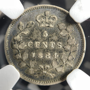 1884 Canada 5 Cents NGC F12 Lot#G9146 Silver! Key Date!