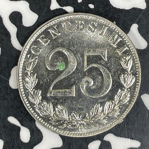1903-R Italy 25 Centesimi Lot#JM9422 Beautiful Details, Reverse Spot