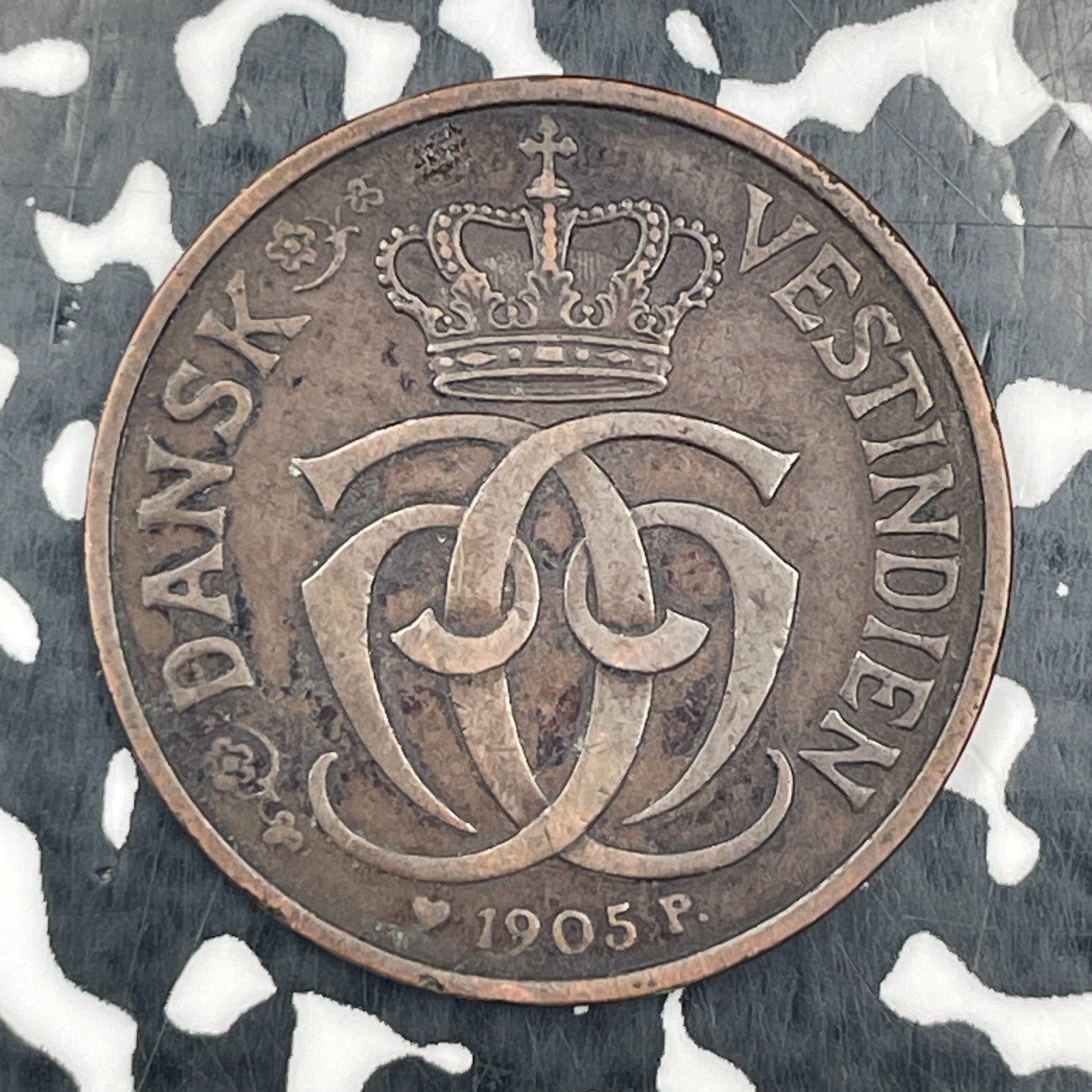1905 Danish West Indies 2 Cents 10 Bit Lot#N3111