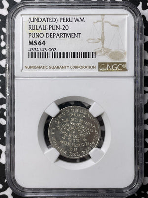 U/D Peru Puno Department War Of The Pacific Monument Medal NGC MS64 Lot#G8263