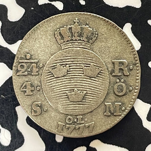 1777-OL Sweden 1/24 Riksdaler Lot#T5858 Silver!