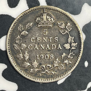 1908 Canada 5 Cents Lot#T2292 Silver! Nice! Better Date