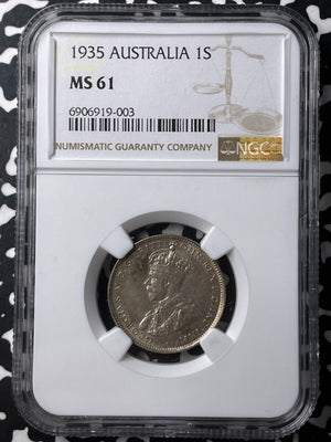 1935 Australia 1 Shilling NGC MS61 Lot#G8782 Silver! Nice UNC!