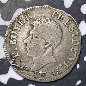 AN 15 (1818) Haiti 25 Centimes Lot#MK372 Silver! KM#16, Die Crack